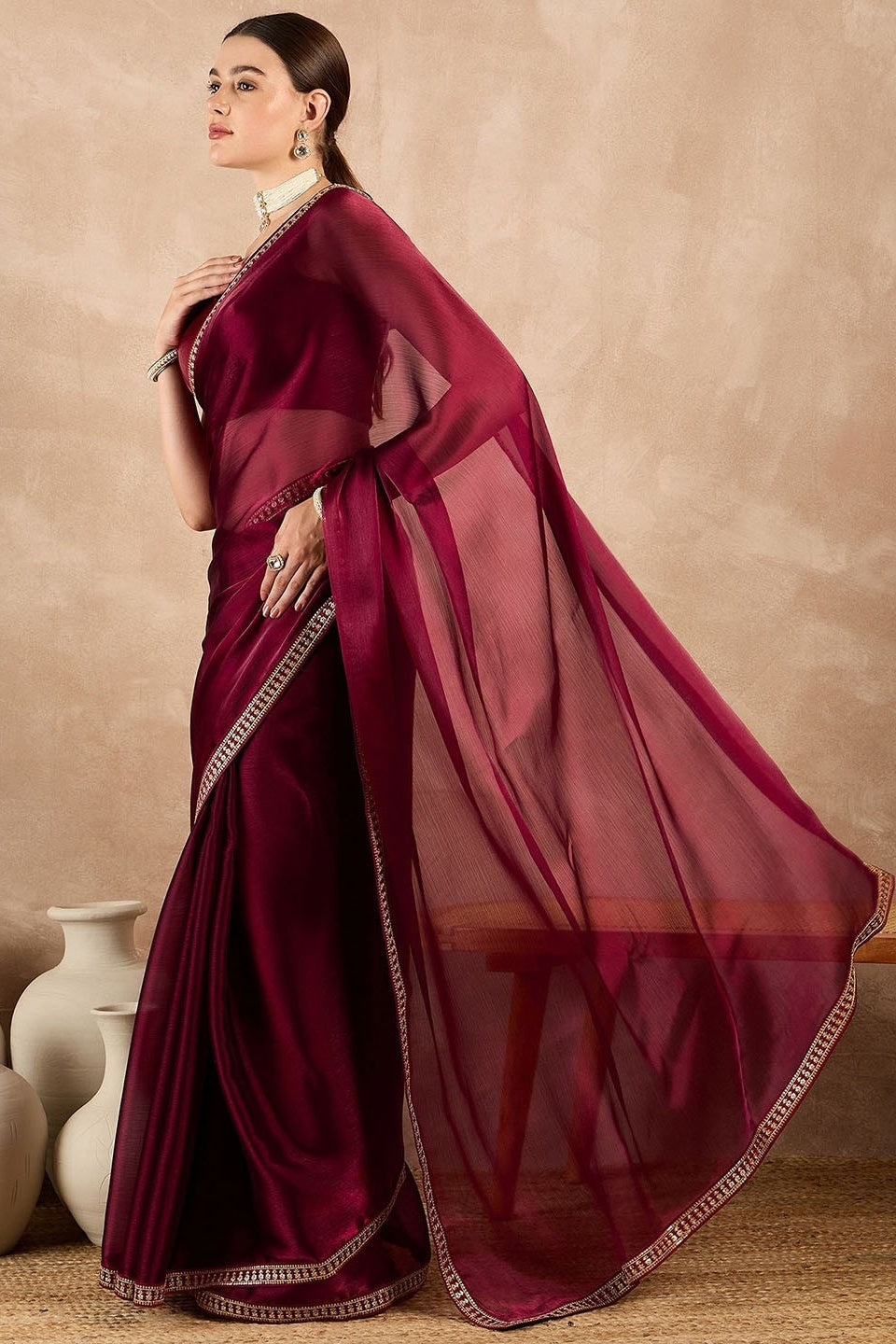 Maroon Colour Rangoli Silk Printed Saree
