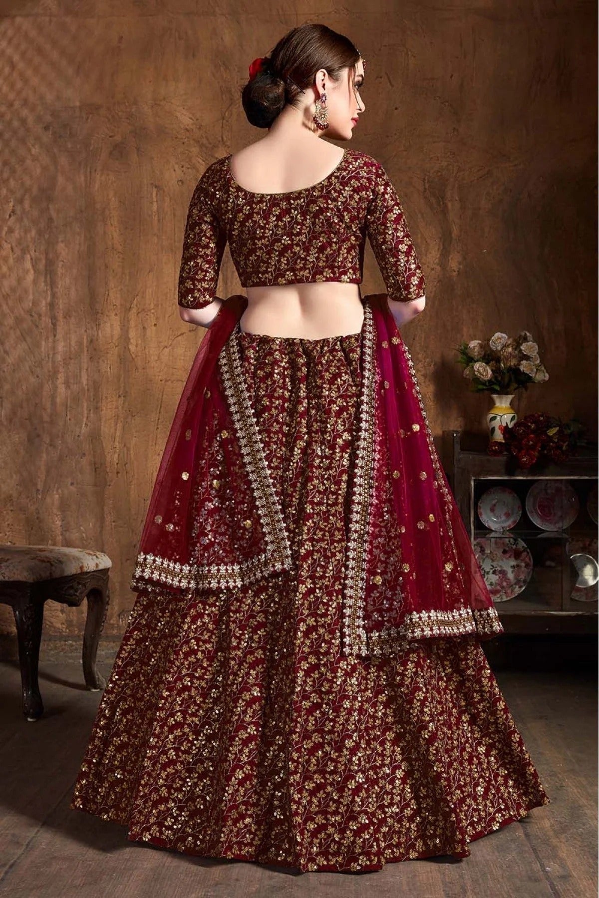 Maroon Colour Raw Silk Lehenga Choli LC1010065 A