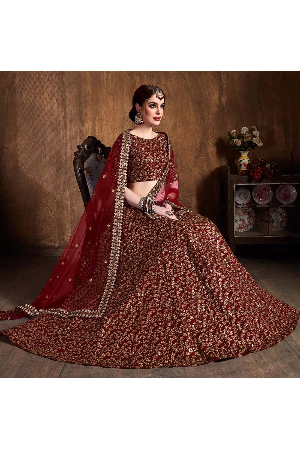 Maroon Colour Raw Silk Lehenga Choli LC1010065 C