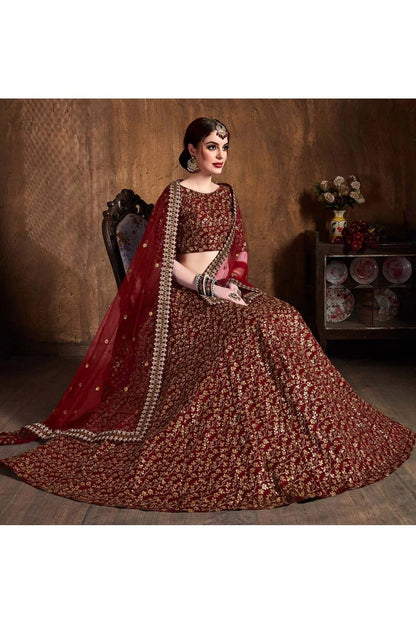 Maroon Colour Raw Silk Lehenga Choli LC1010065 C