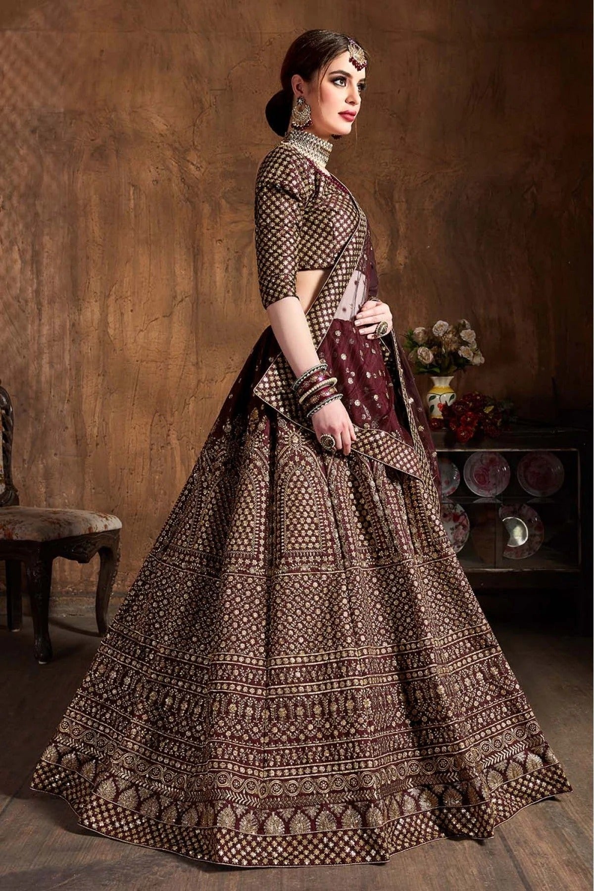 Maroon Colour Raw Silk Lehenga Choli LC1010068 A