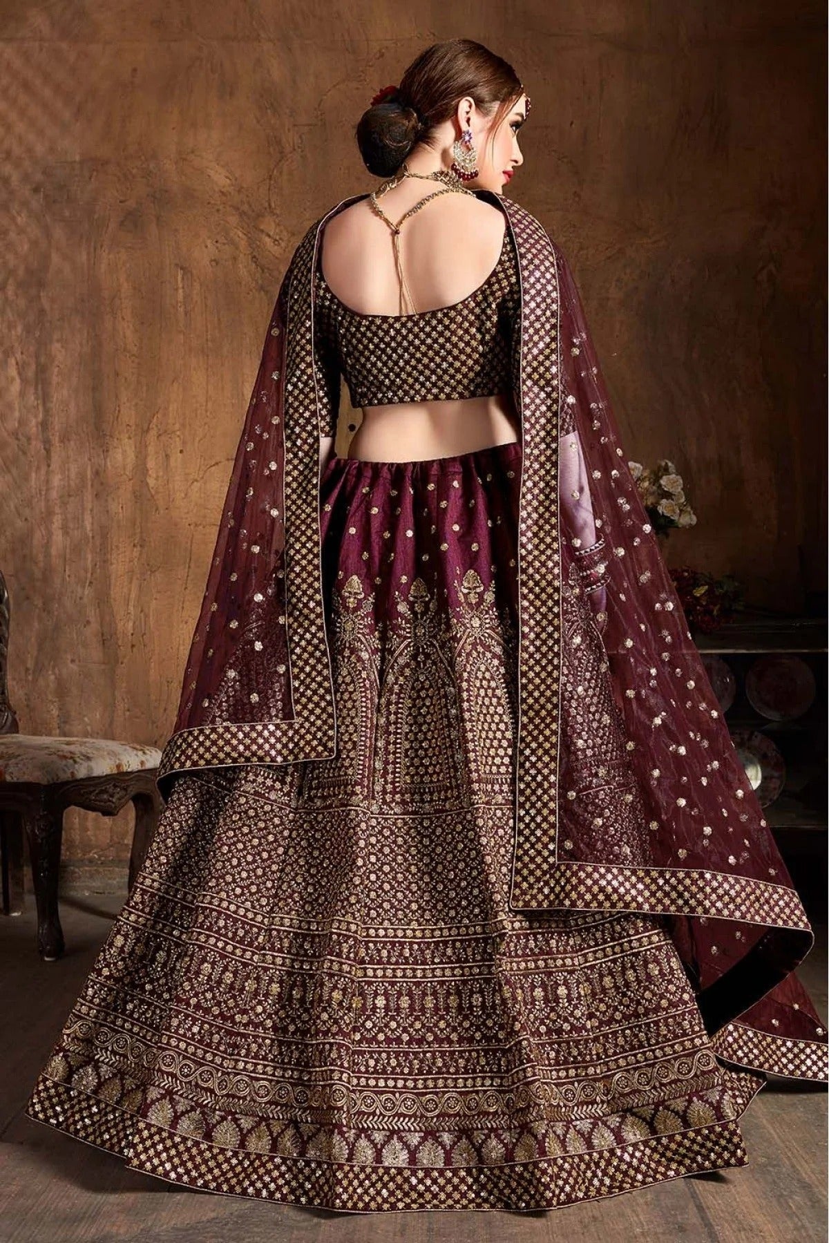 Maroon Colour Raw Silk Lehenga Choli LC1010068 B