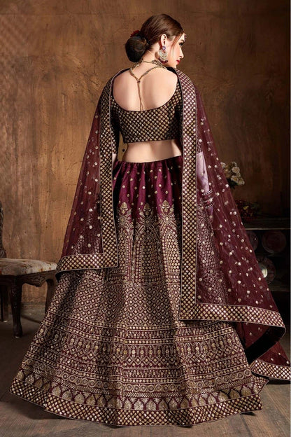 Maroon Colour Raw Silk Lehenga Choli LC1010068 B