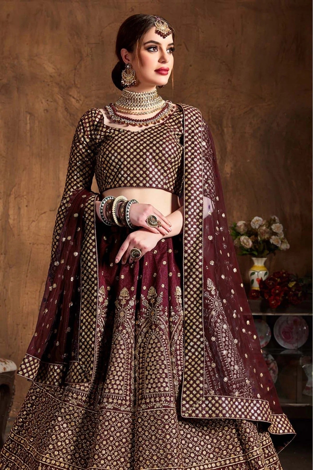Maroon Colour Raw Silk Lehenga Choli LC1010068 C