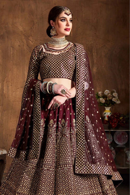 Maroon Colour Raw Silk Lehenga Choli LC1010068 C