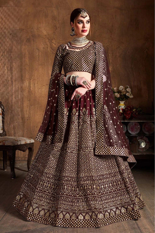 Maroon Colour Raw Silk Lehenga Choli LC1010068