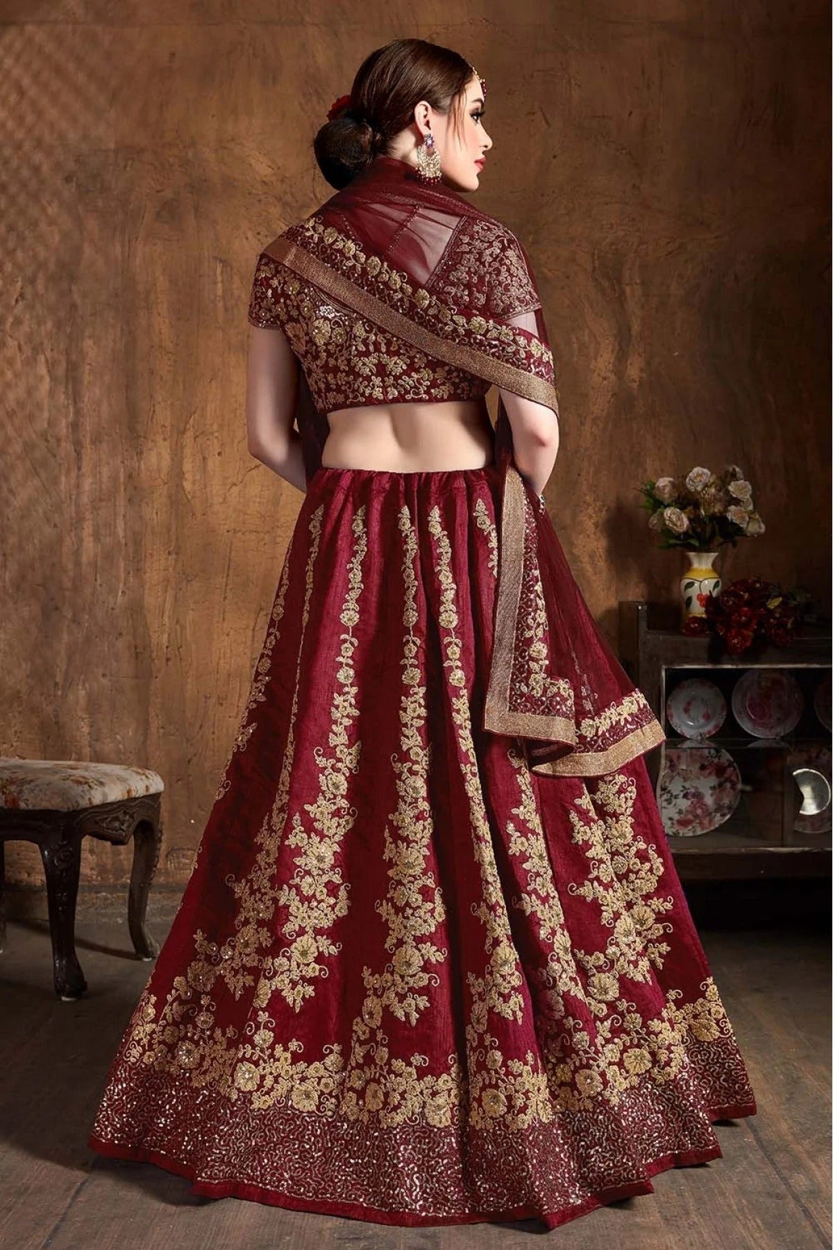 Maroon Colour Raw Silk Lehenga Choli LC1010071 B