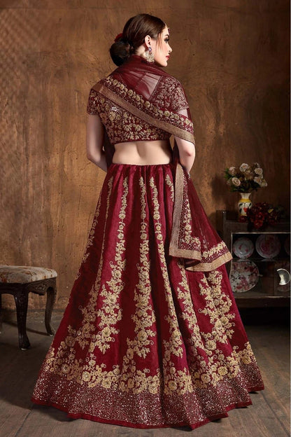 Maroon Colour Raw Silk Lehenga Choli LC1010071 B