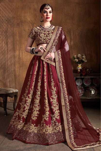 Maroon Colour Raw Silk Lehenga Choli LC1010071