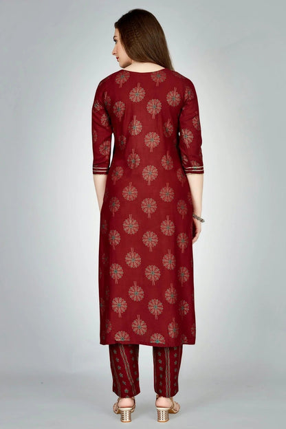 Maroon Colour Rayon Kurta And Pant Set KR1111316 A