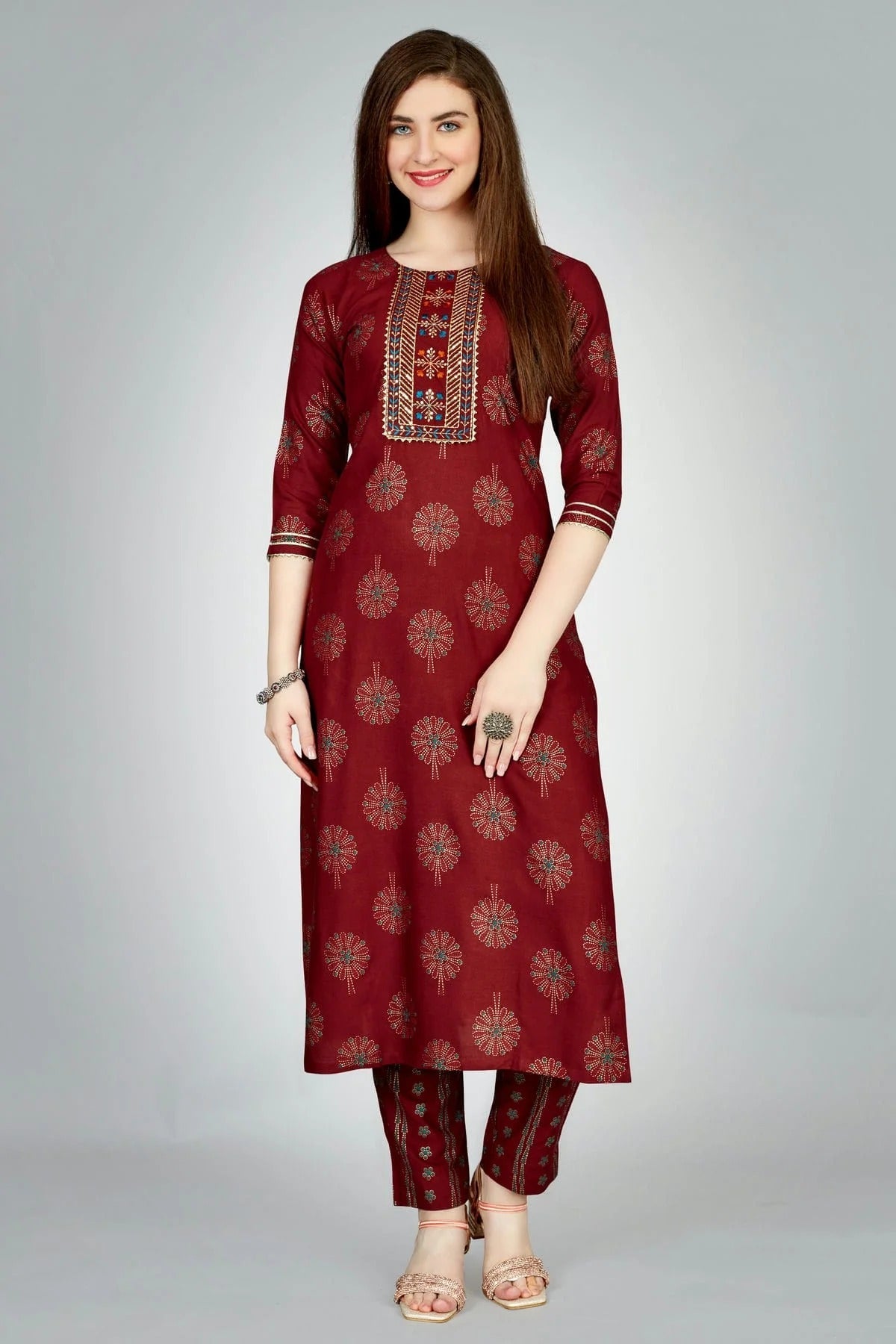Maroon Colour Rayon Kurta And Pant Set KR1111316