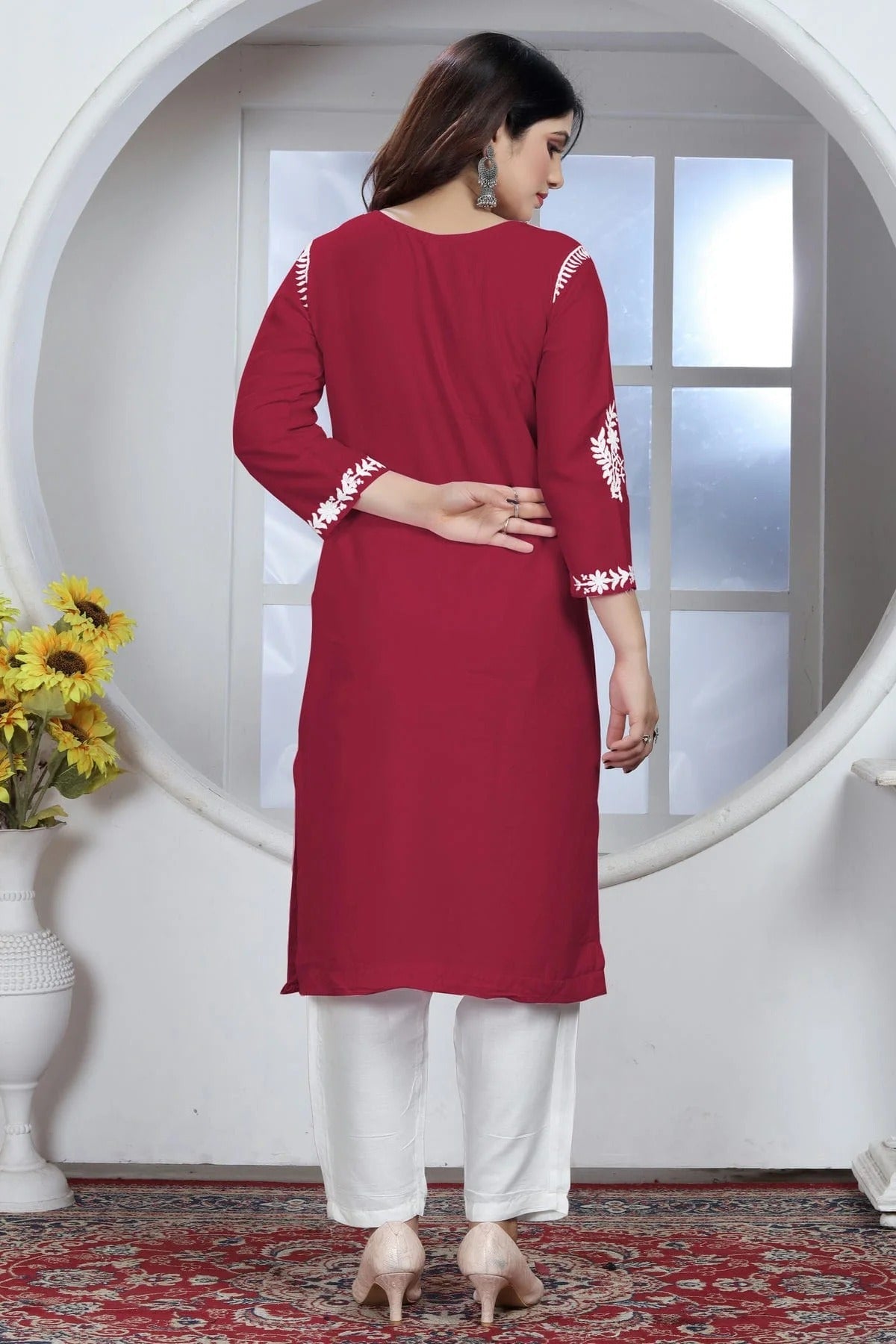 Maroon Colour Rayon Kurta And Pant Set KR1111335 A