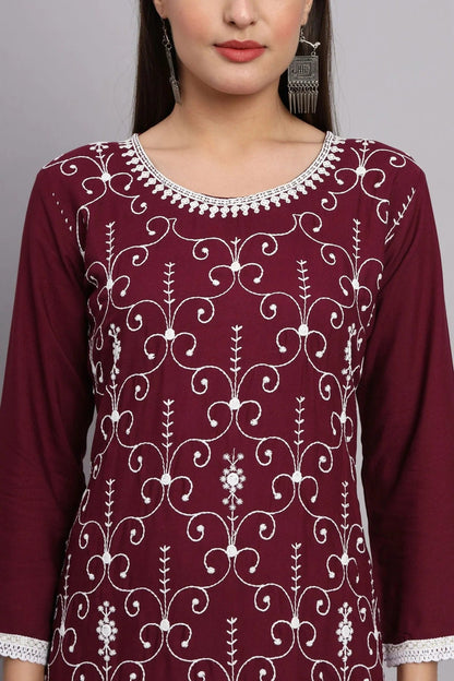Maroon Colour Rayon Kurti KR1111095 A