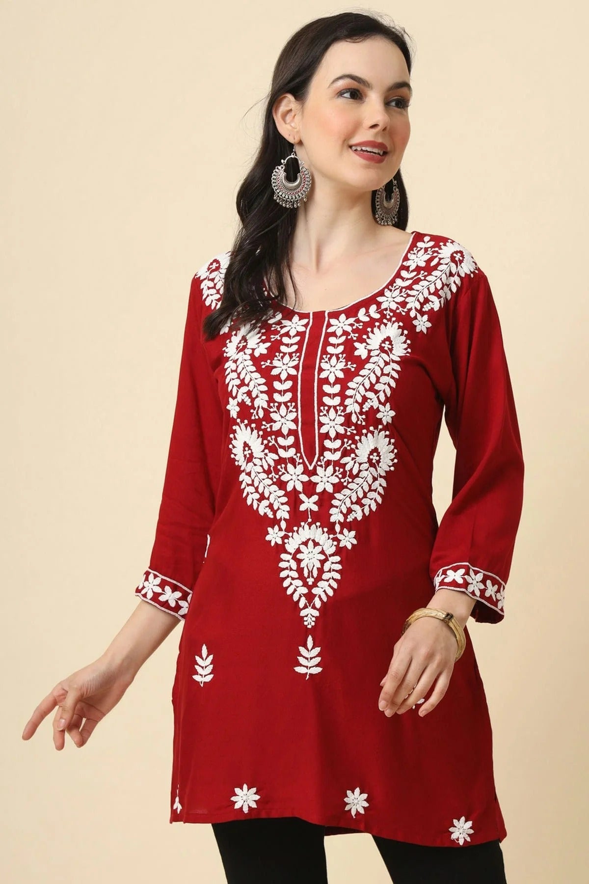 Maroon Colour Rayon Readymade Top TP1110832
