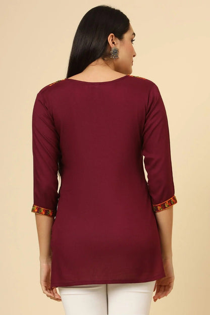 Maroon Colour Rayon Readymade Top TP1110846 A