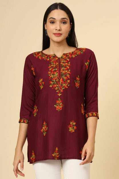 Maroon Colour Rayon Readymade Top TP1110846