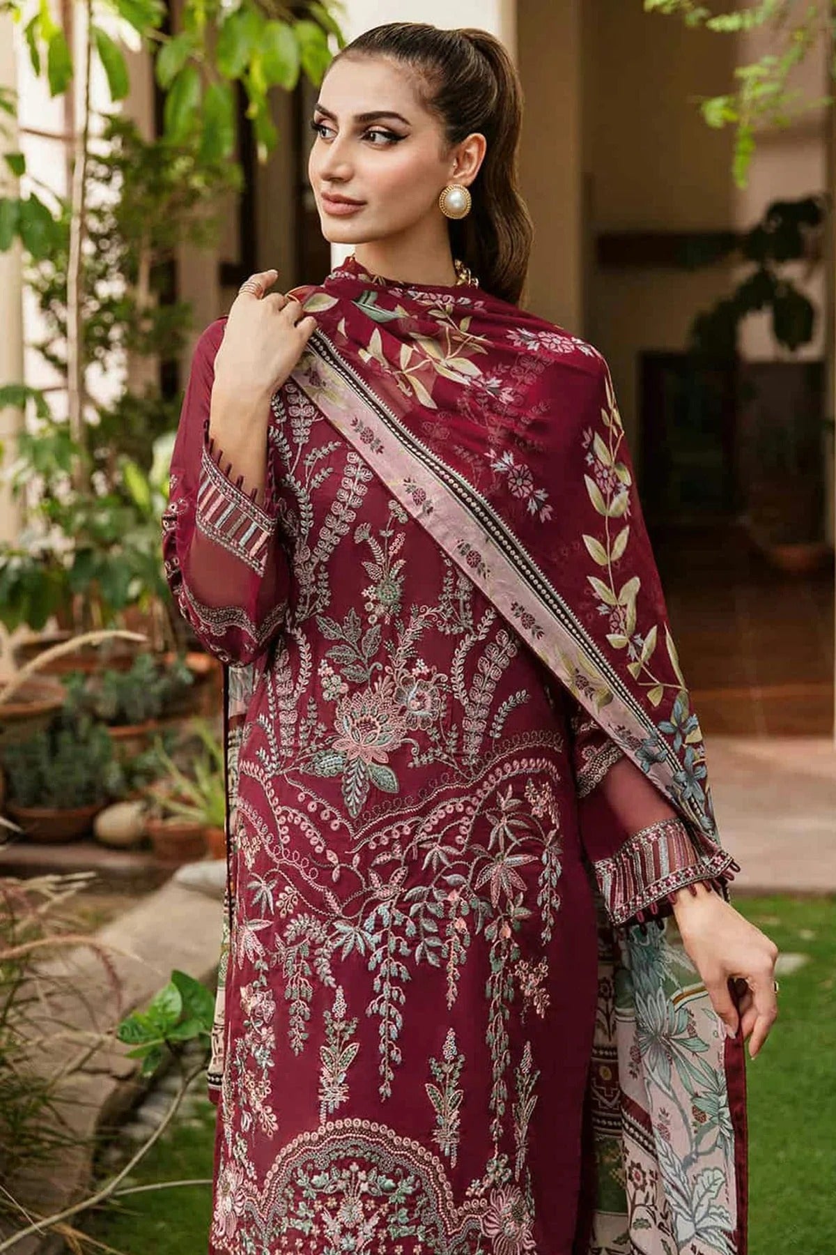 Maroon Colour Rayon Semi Stitched Pakistani Suit SM1250141 A