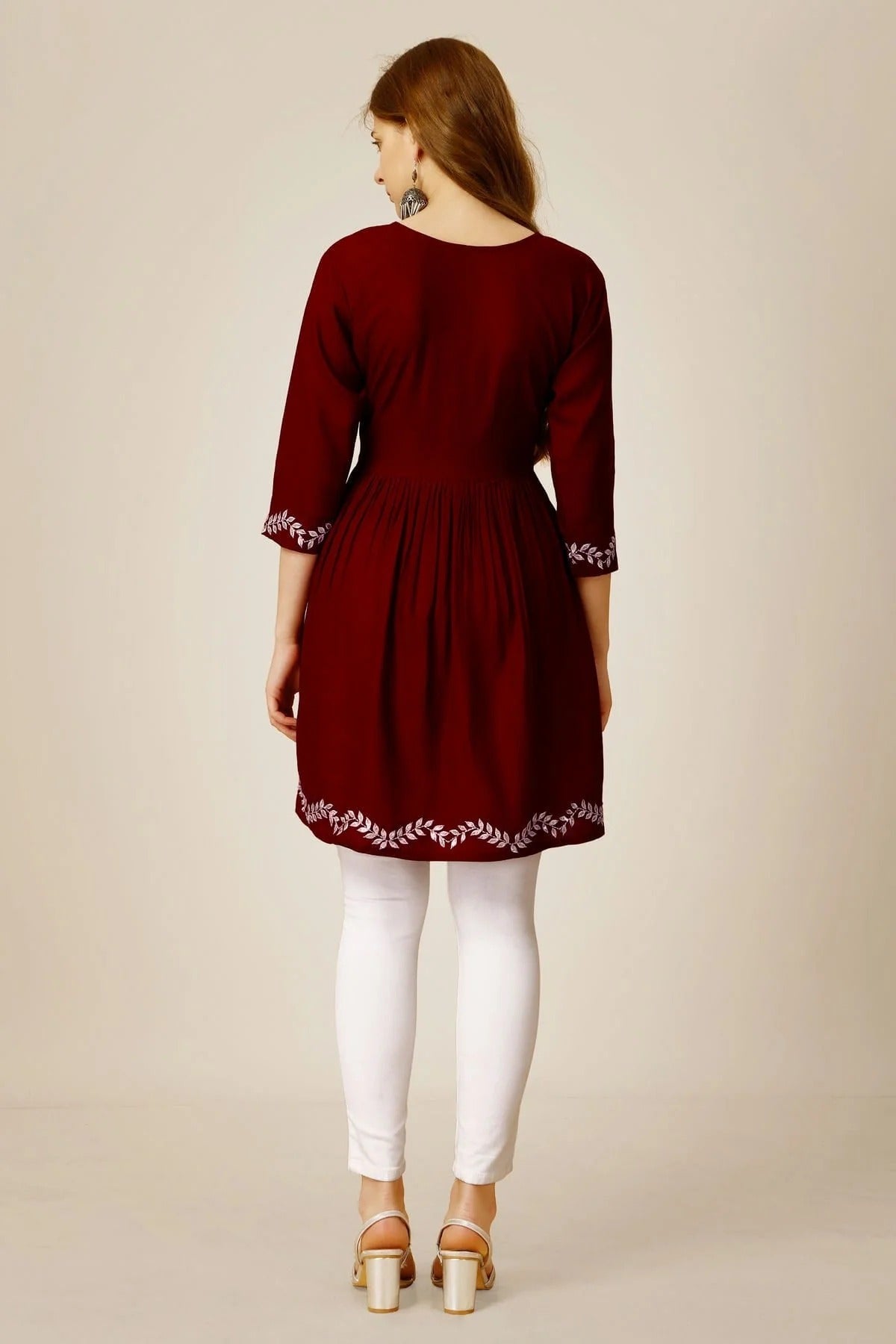 Maroon Colour Rayon Thread Work