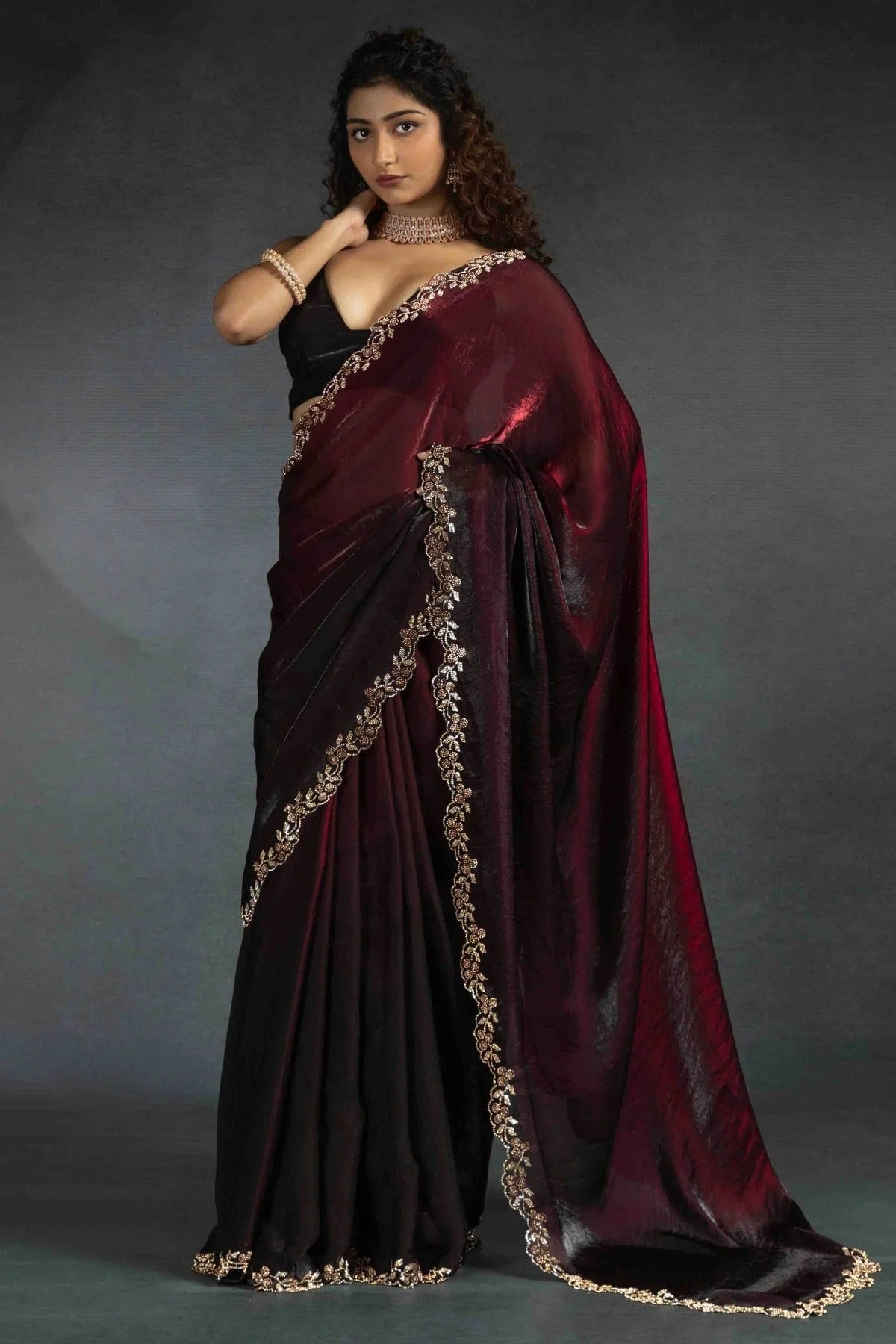 Maroon Colour Satin Silk Designer Saree SD1122001 A