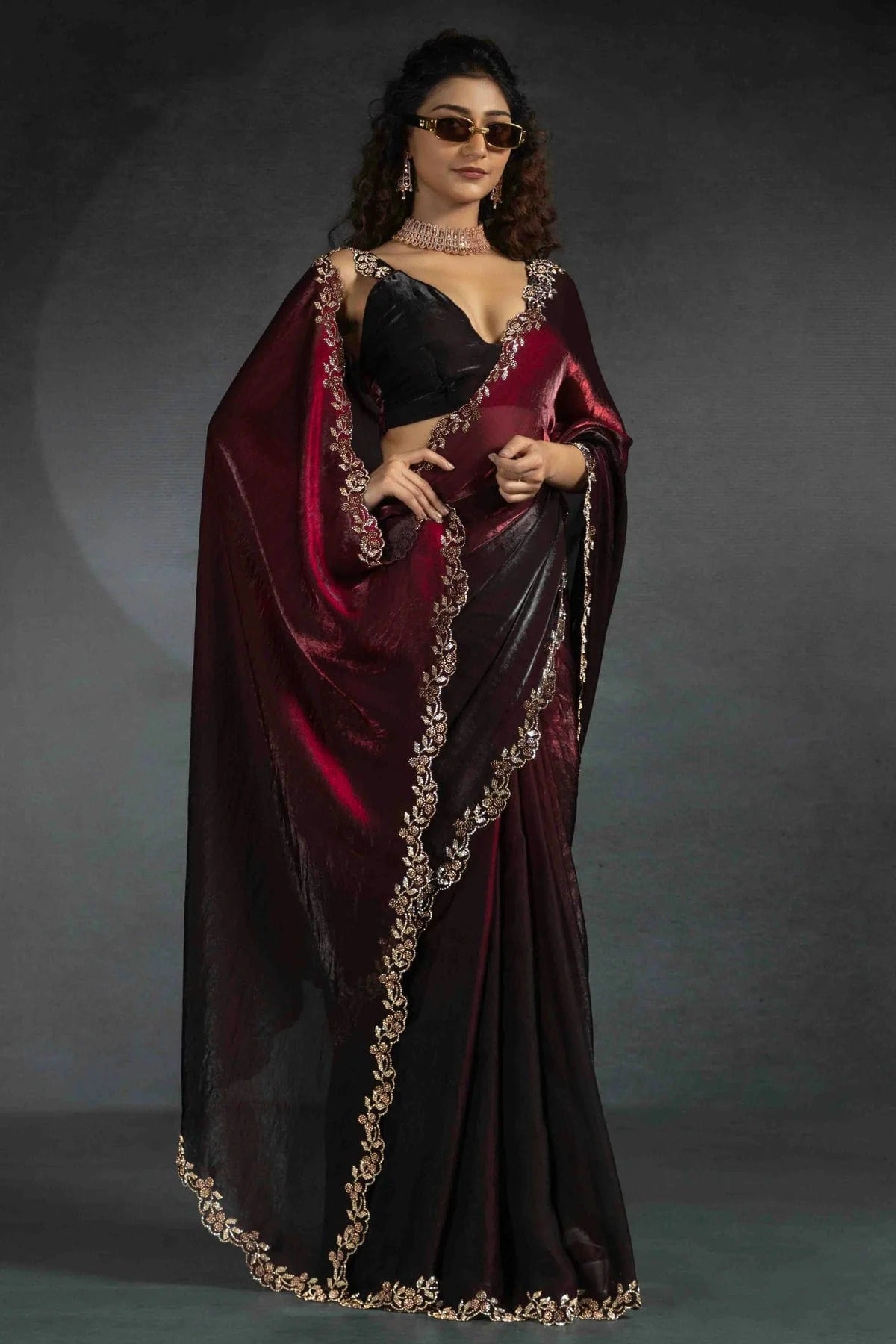 Maroon Colour Satin Silk Designer Saree SD1122001