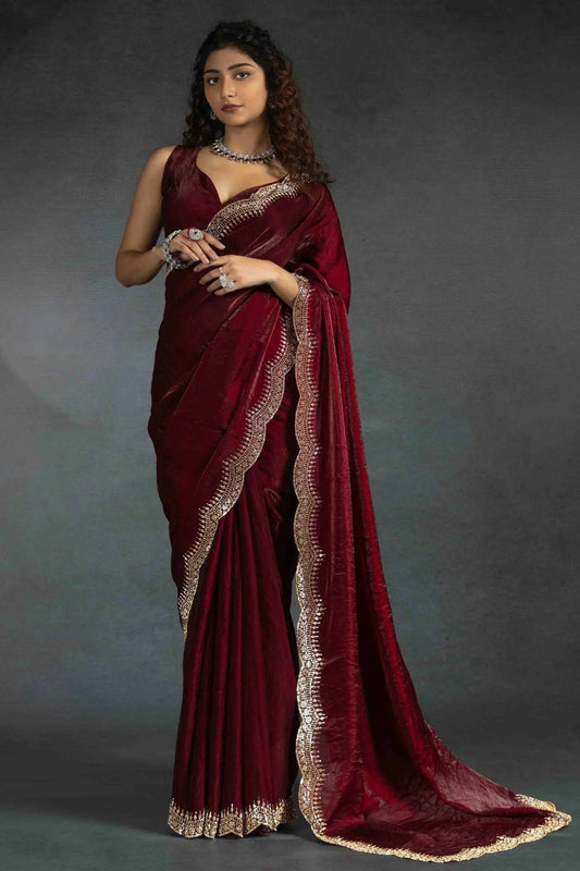 Maroon Colour Satin Silk Designer Saree SD1122006