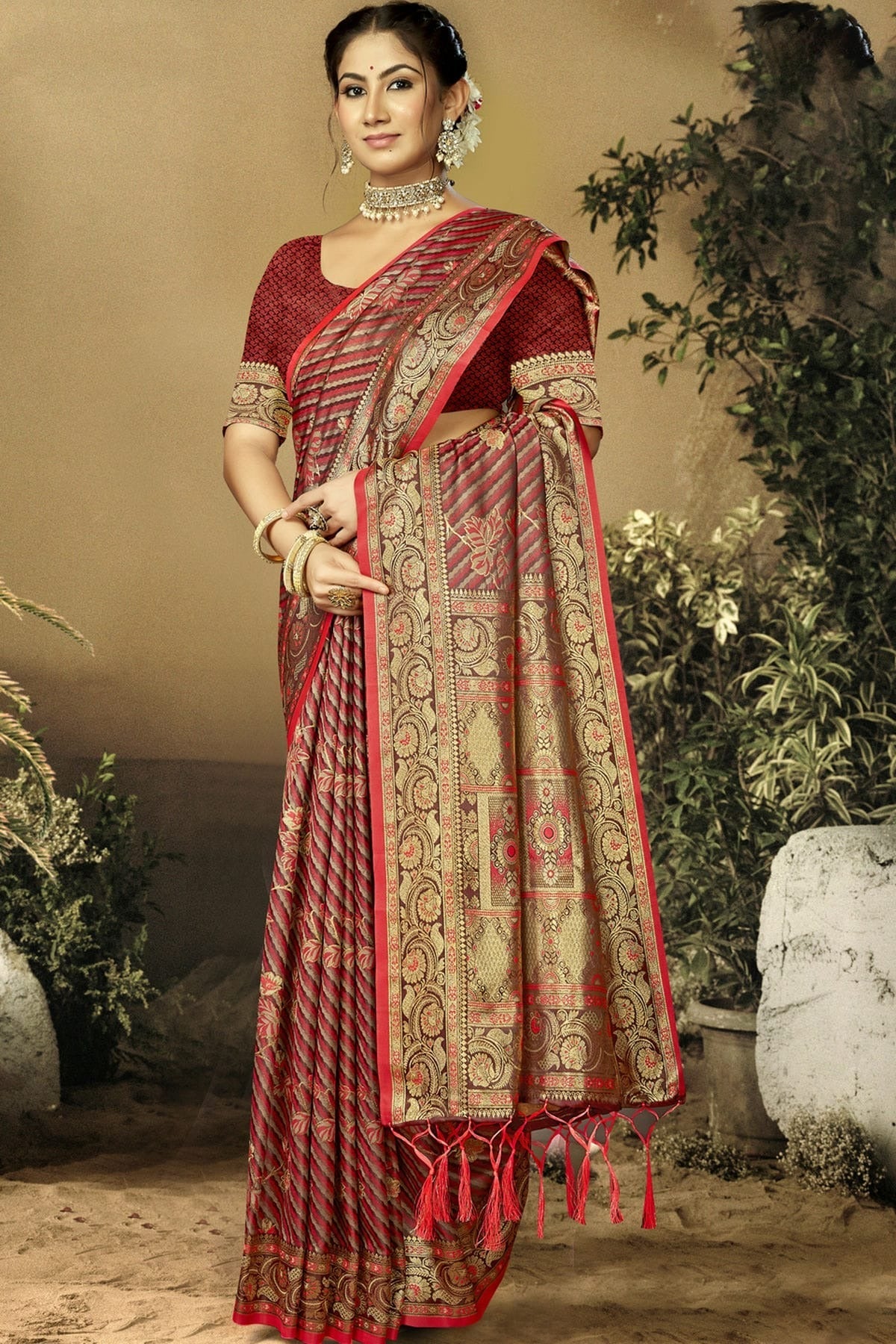 Maroon Colour Satin Silk Traditional Saree SD1102435