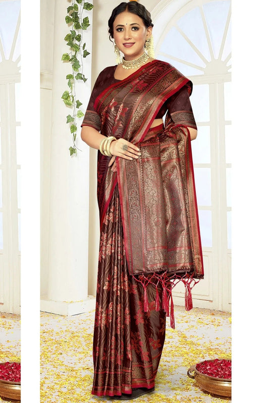 Maroon Colour Satin Silk Traditional Saree SD1102442