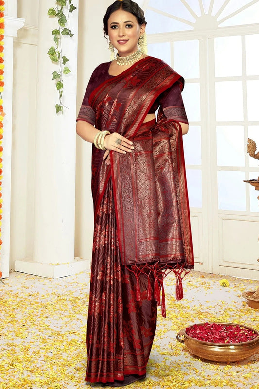 Maroon Colour Satin Silk Traditional Saree SD1102444