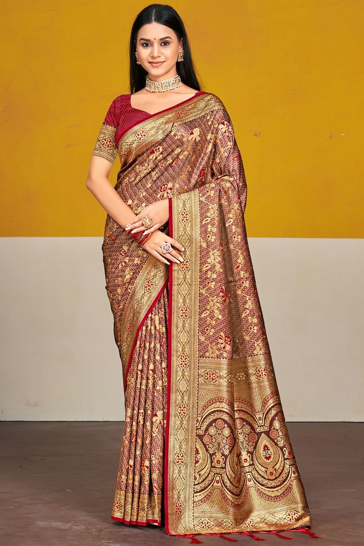 Maroon Colour Satin Silk Traditional Saree SD1102718