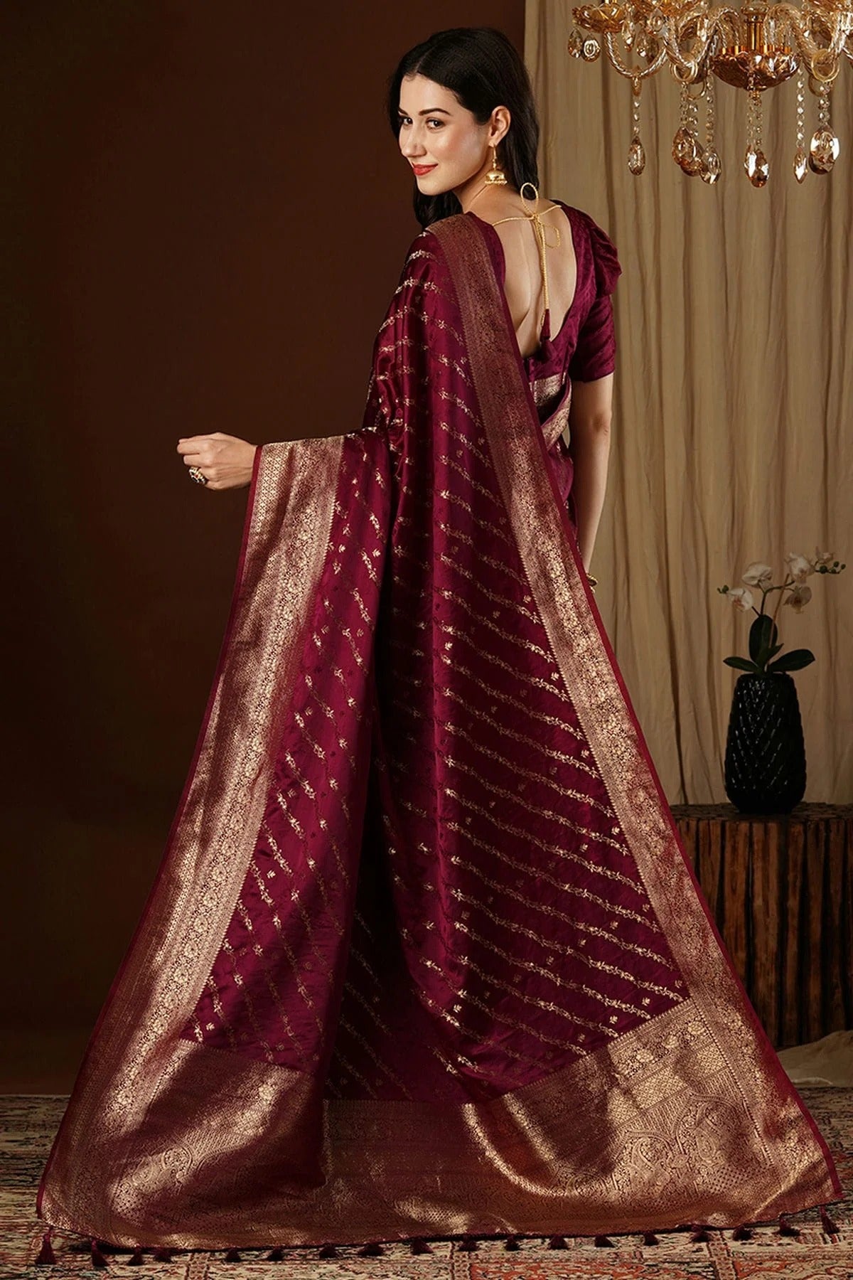 Maroon Colour Satin Silk Traditional Saree SD1112142 A