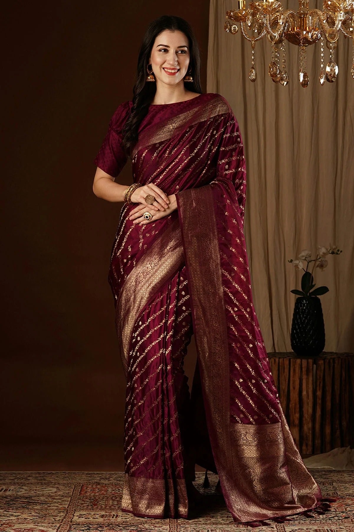 Maroon Colour Satin Silk Traditional Saree SD1112142