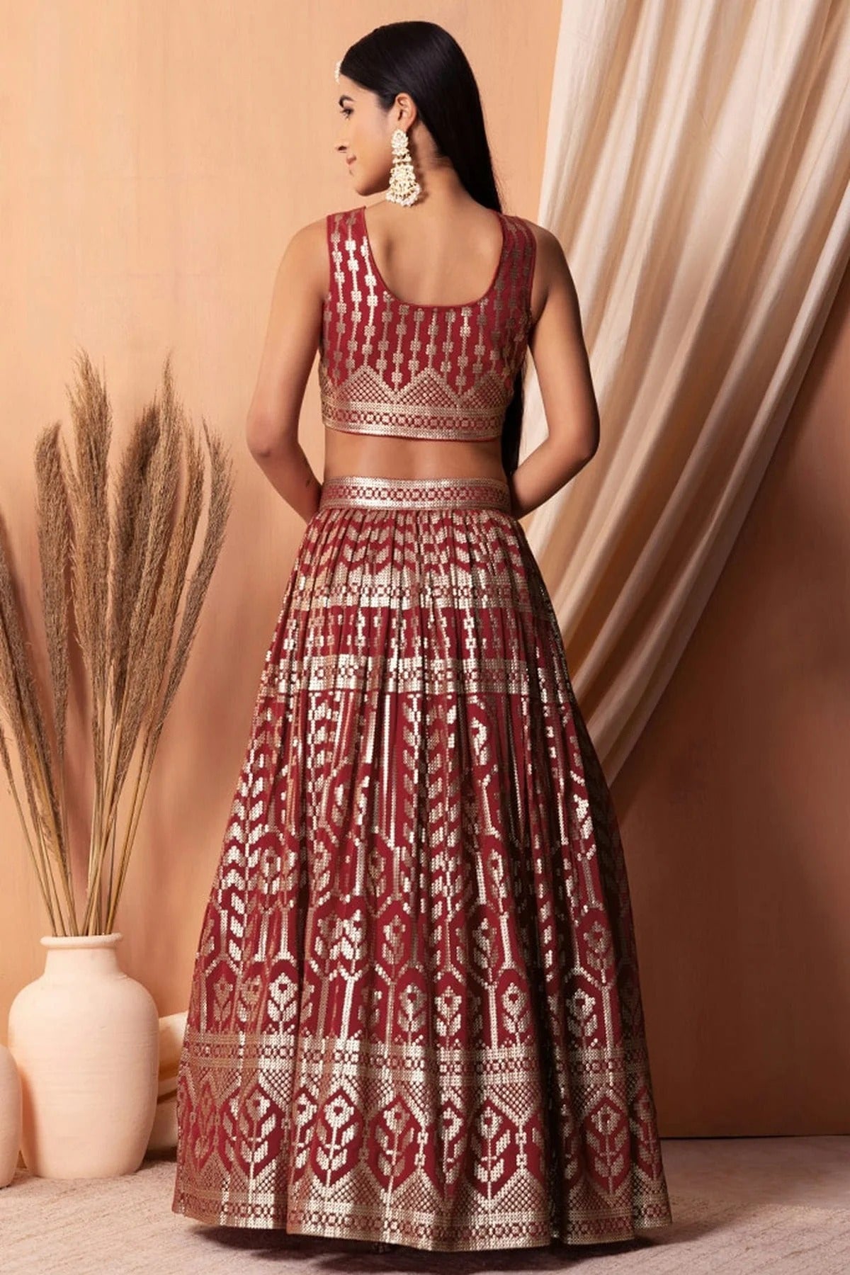 Maroon Colour Semi Stitched Georgette Lehenga Choli LC1010307 B