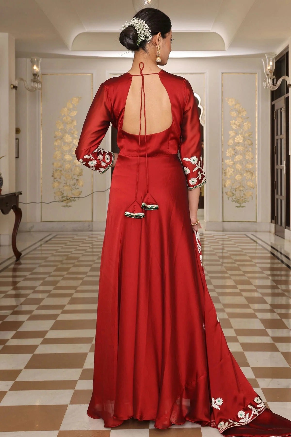Maroon Colour Semi Stitched Rangoli Silk Anarkali Suit SM1170037 B