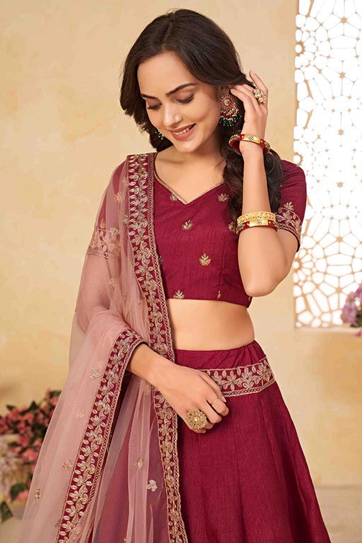 Maroon Colour Silk Designer Lehenga Choli LC1240014 B