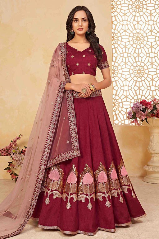 Maroon Colour Silk Designer Lehenga Choli LC1240014
