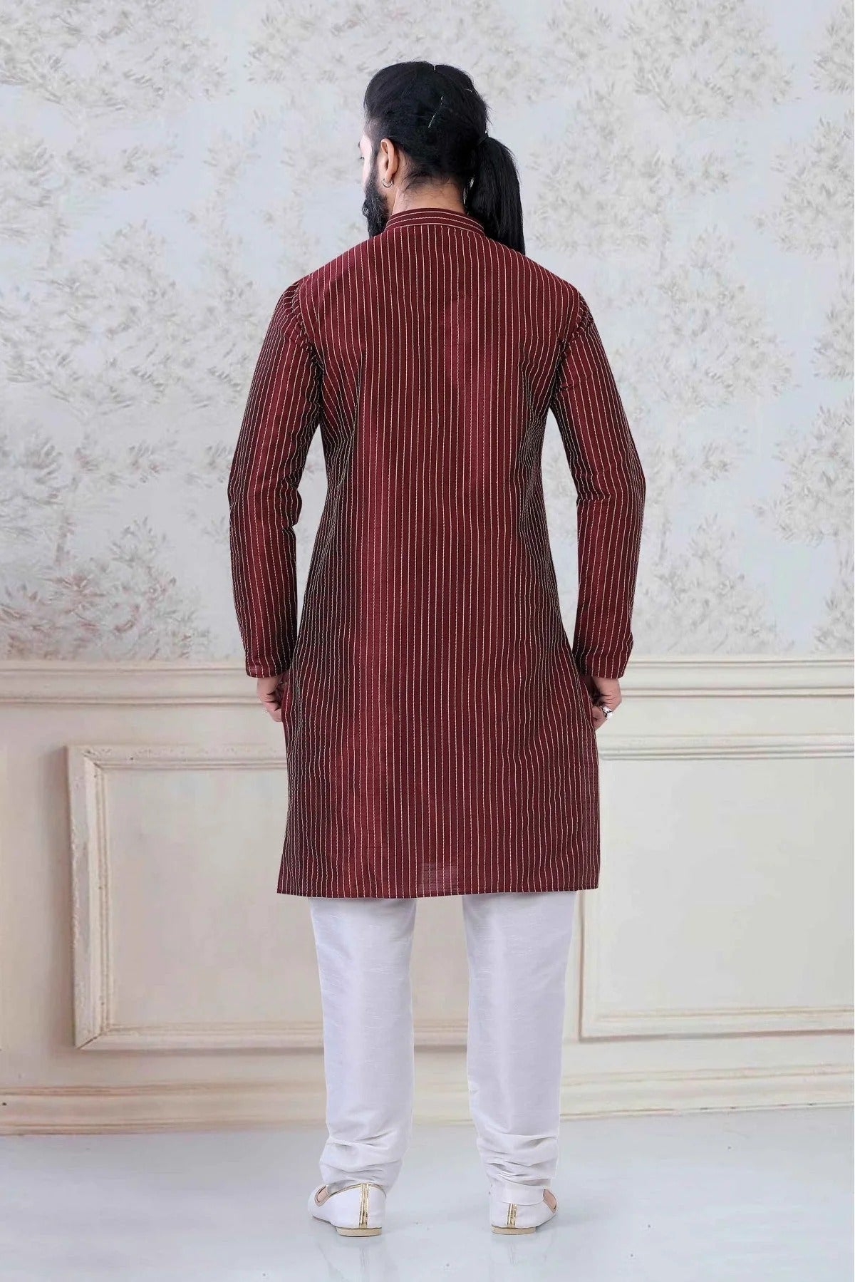 Maroon Colour Silk Festival Wear Kurta Pajama KP1130055 A