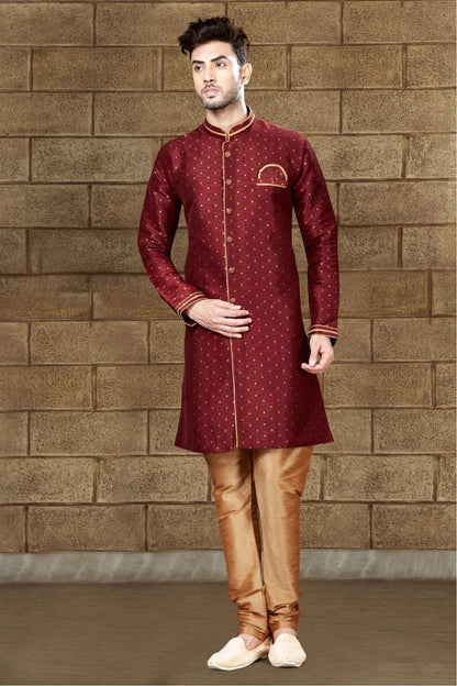 Maroon Colour Silk Indo Western SH1040203