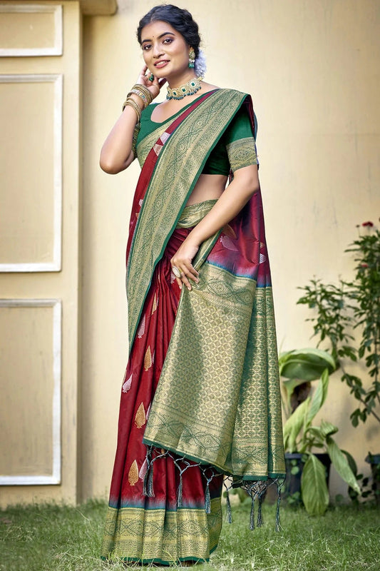 Maroon Colour Silk Woven Work Traditional Saree SD1102769
