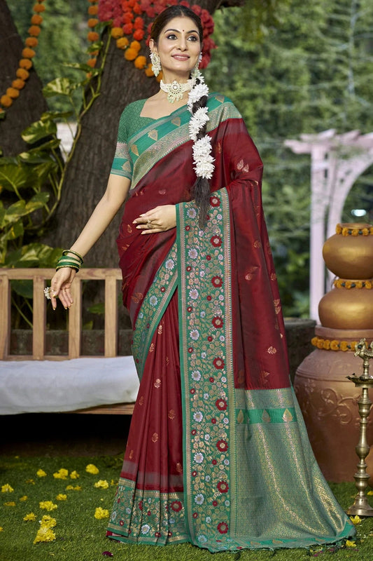 Maroon Colour Silk Woven Work Traditional Saree SD1102788