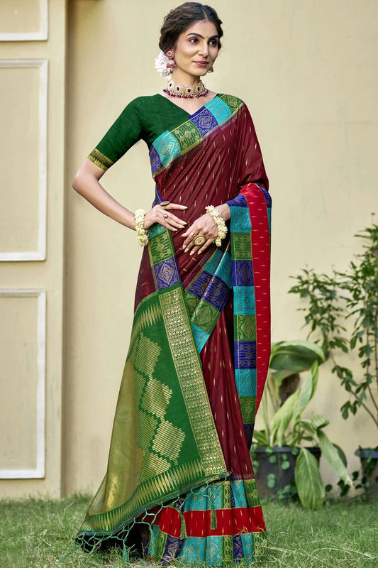 Maroon Colour Silk Woven Work Traditional Saree SD1102798