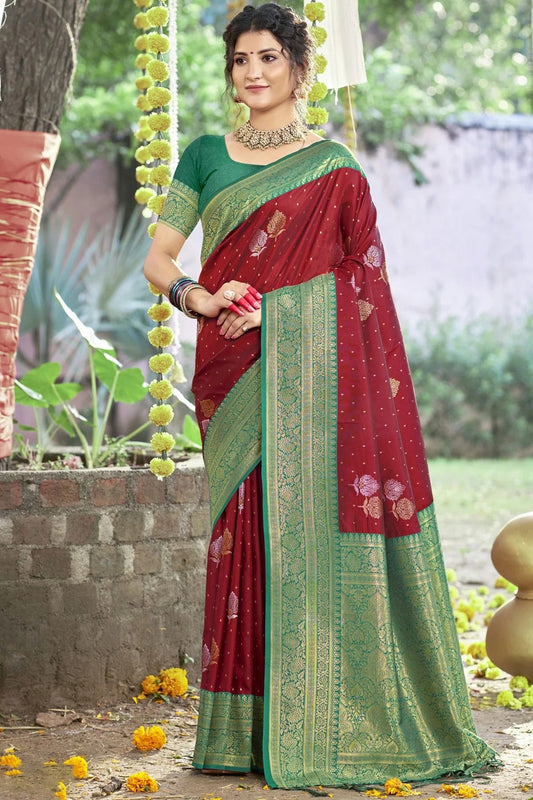 Maroon Colour Silk Woven Work Traditional Saree SD1102814
