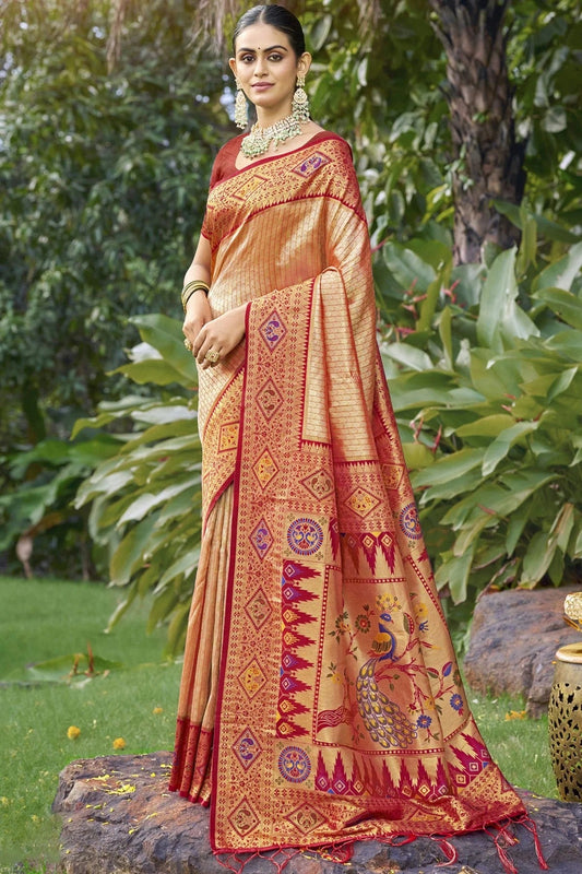 Maroon Colour Silk Woven Work Traditional Saree SD1102833