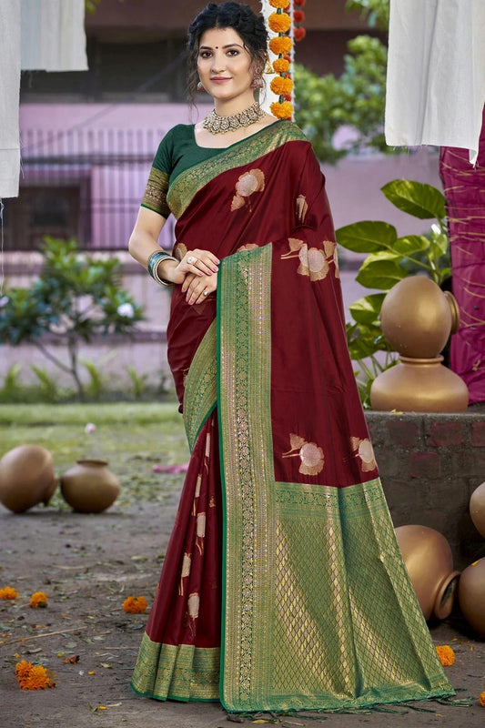 Maroon Colour Silk Woven Work Traditional Saree SD1102841
