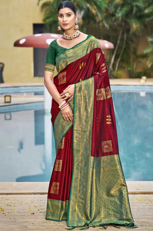 Maroon Colour Silk Woven Work Traditional Saree SD1102941