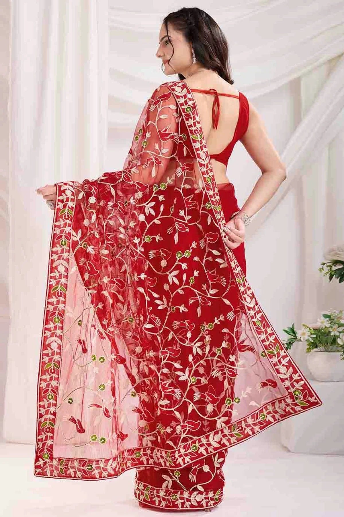 Maroon Colour Soft Net Designer Saree SD1112863 A