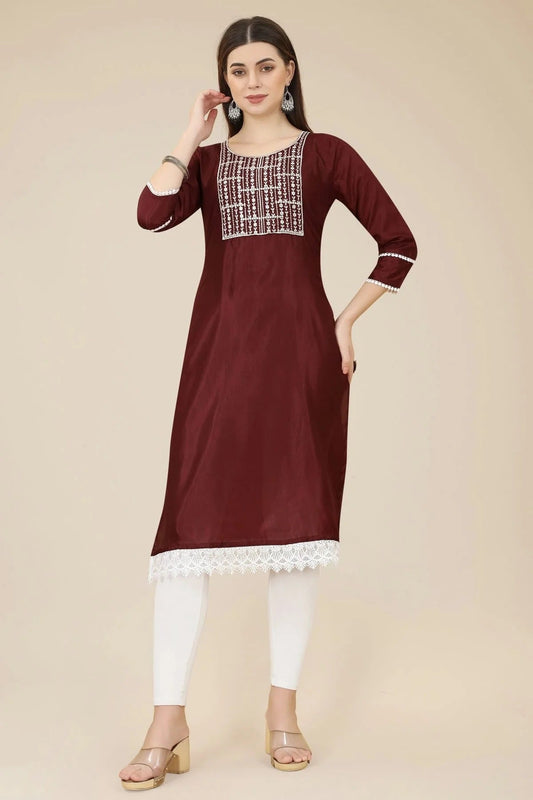 Maroon Colour Soft Silk Kurti KR1111019