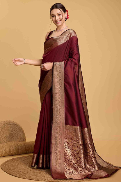 Maroon Colour Soft Silk Traditional Saree SD1112825