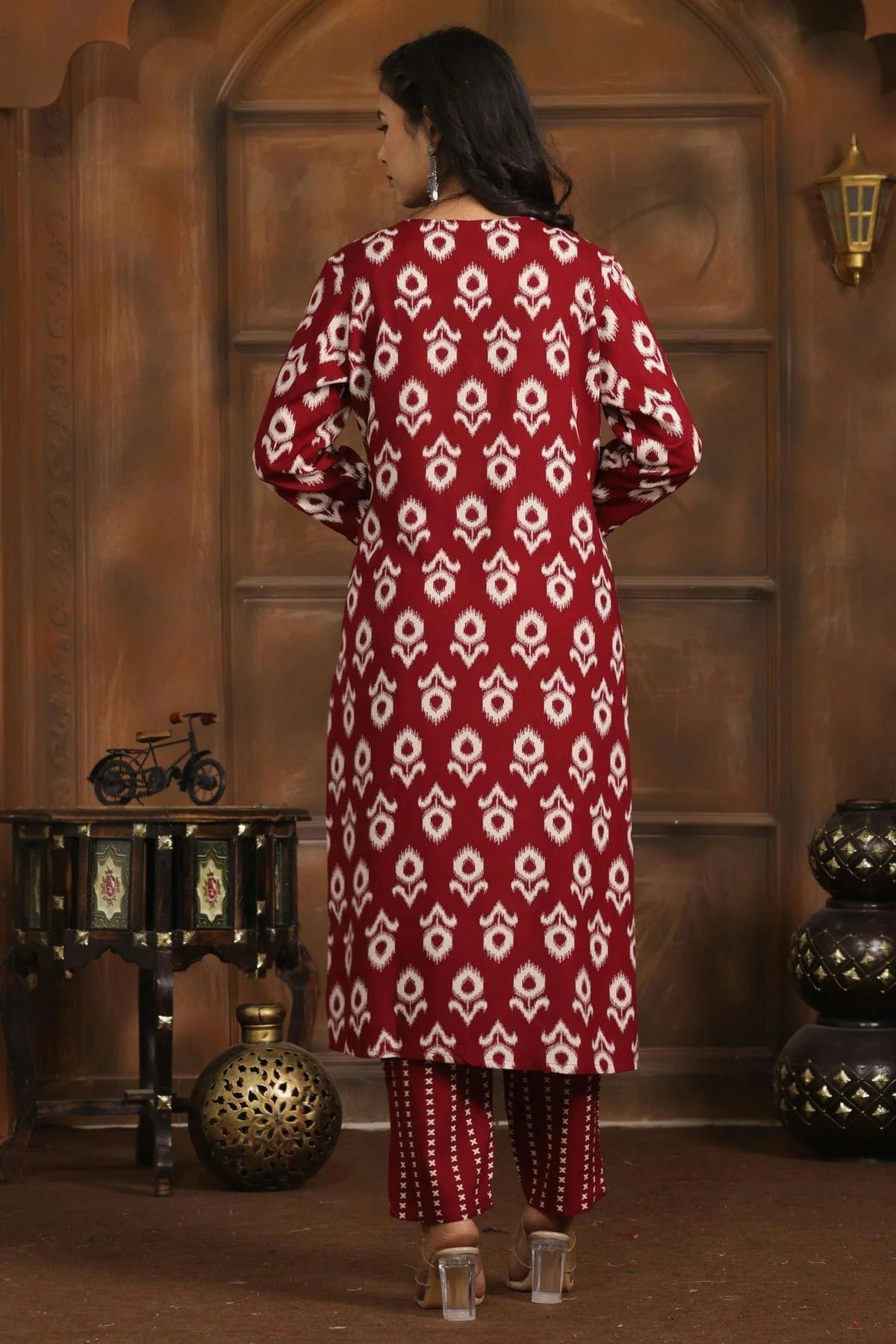 Maroon Colour Stitched Rayon Top and Bottom TP1112392 A