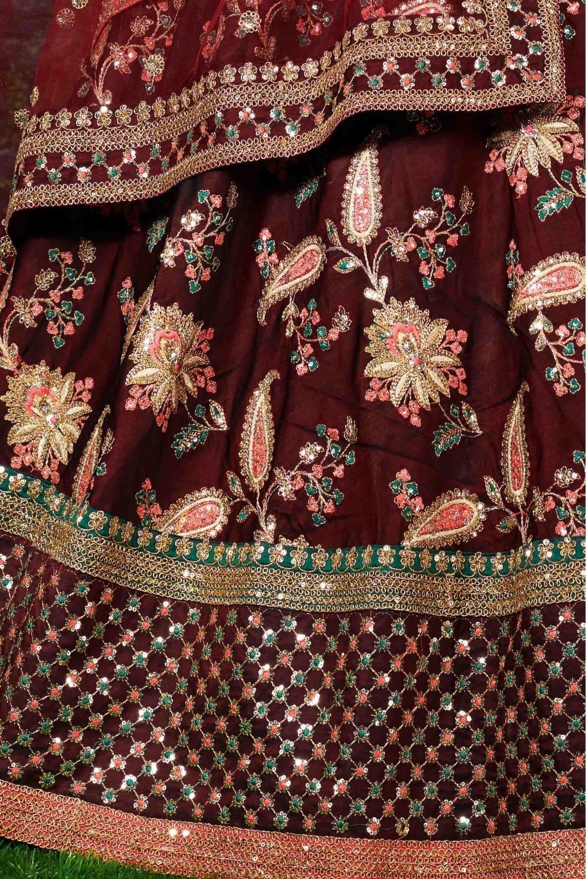 Maroon Colour Taffeta Silk Lehenga Choli LC1010025 D