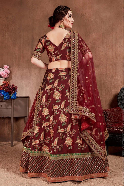 Maroon Colour Taffeta Silk Lehenga Choli LC1010092 B